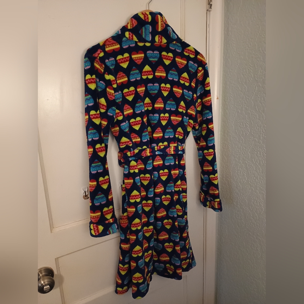 Faded Glory Multicolor Heart Pattern Robe - Picture 2 of 9
